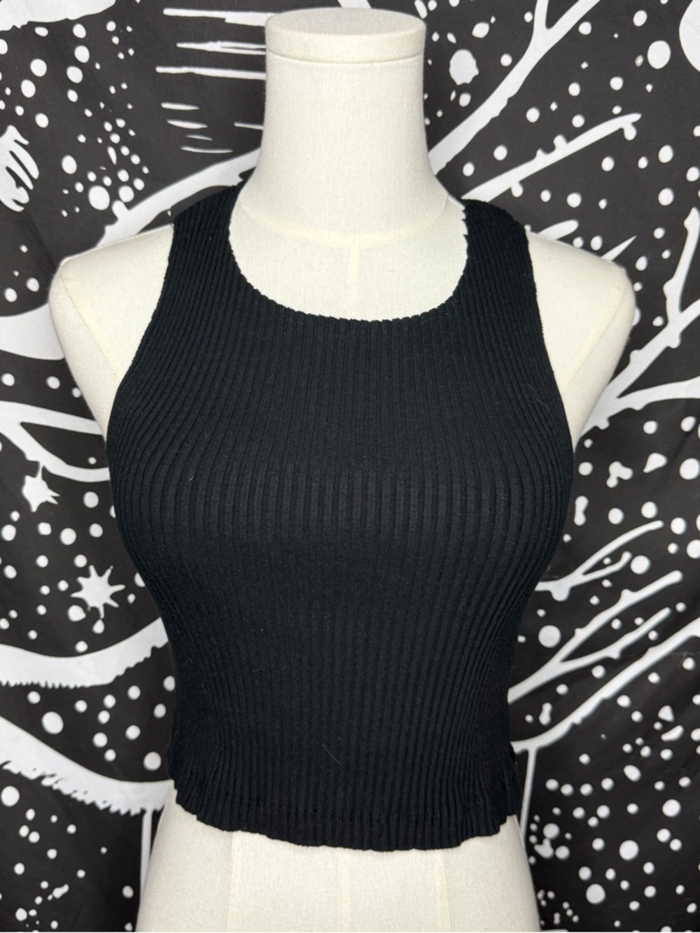 Zara Black Ribbed Cropped Tank